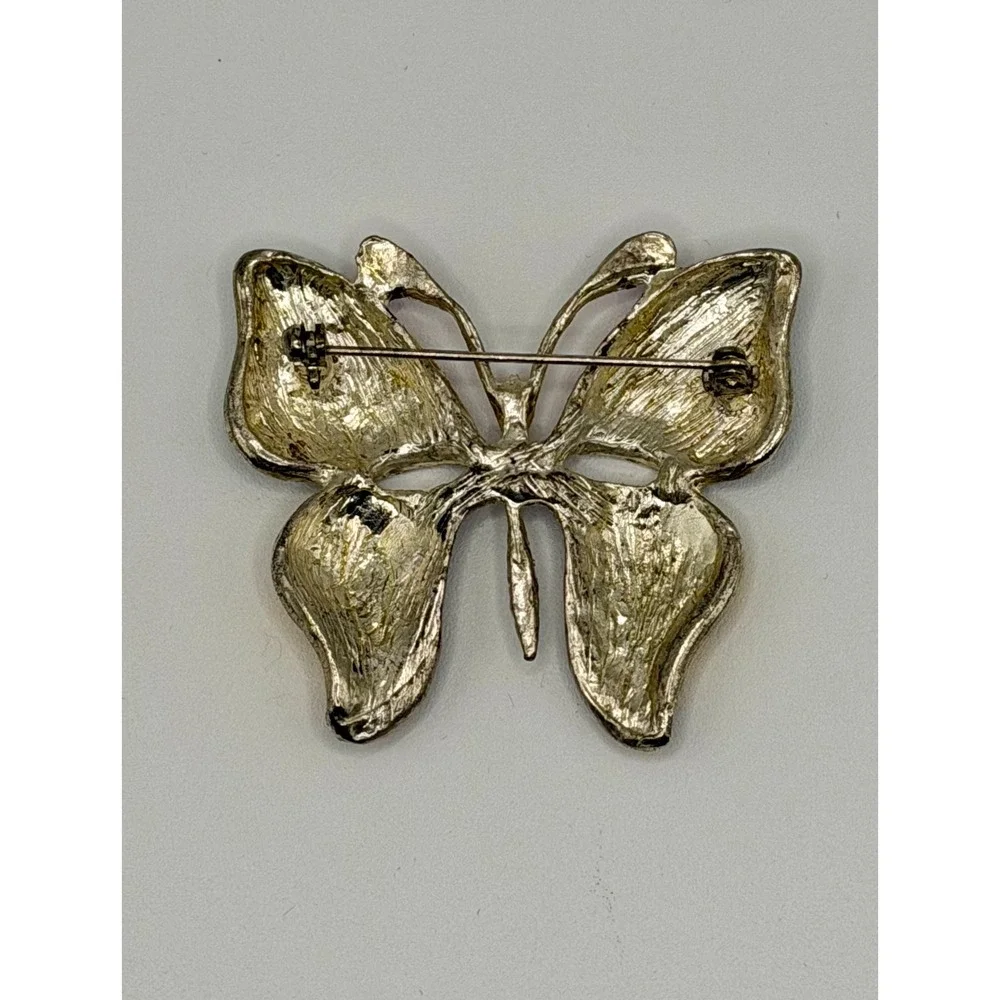 Vintage Enamel Butterfly‎ Brooch Pin with Multicolored Enamel Wings